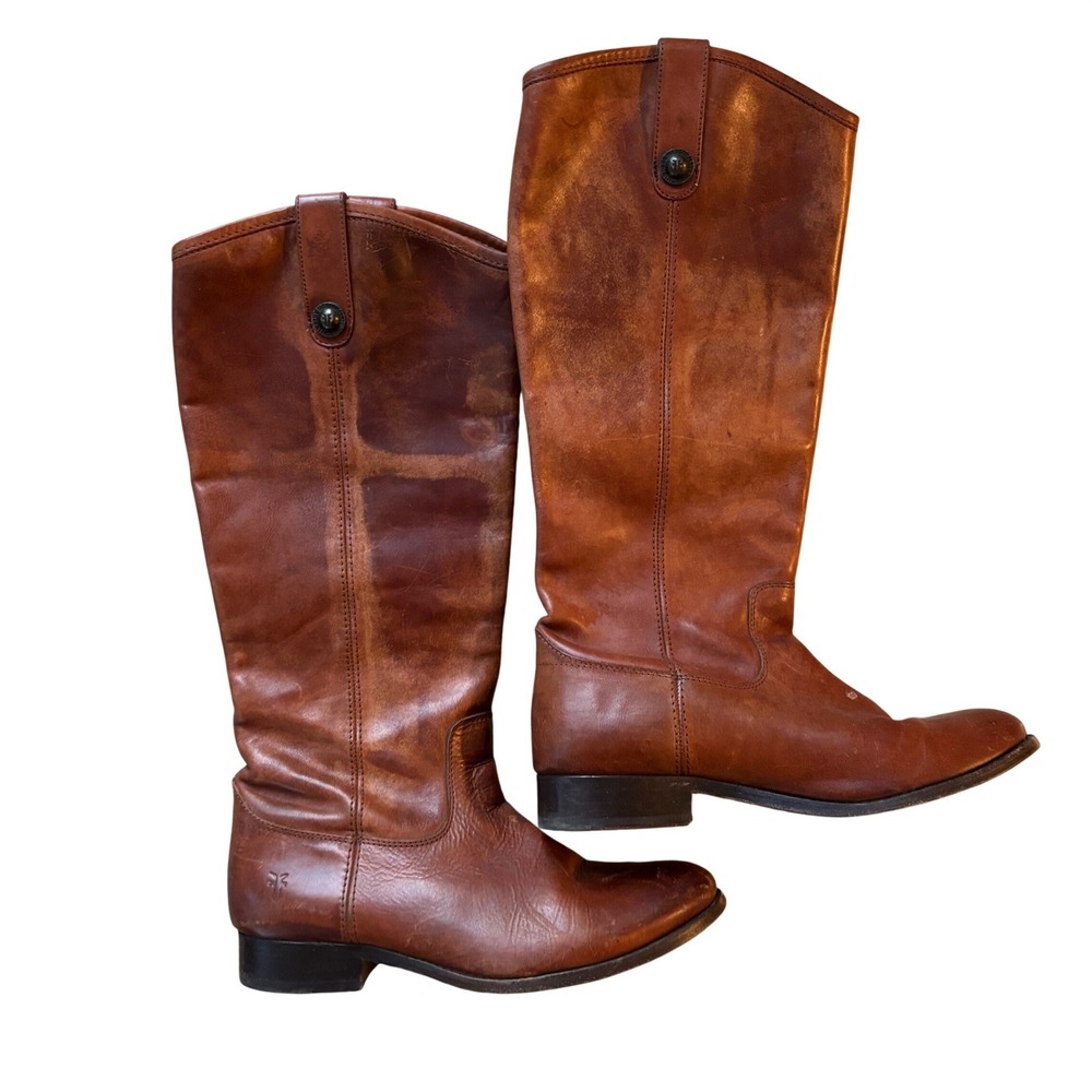 FRYE Women's Tall Leather Riding Boots Brown Size 7.5 flaw
